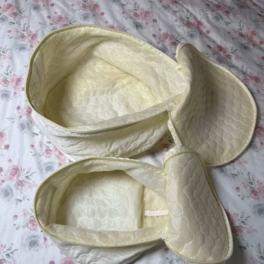 Vintage Quilted Dish Storage Protectors Set of 2 White Kitchen‎ Organizer